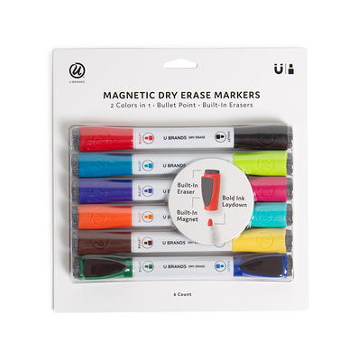 U Brands Liquid Glass Board Dry Erase Markers with Erasers, Low Odor,  Bullet Tip, Assorted Colors, 12-Count - 2913U00-12 - Medium Marker Point -  Bullet Marker Point Style - Assorted Liquid Ink 