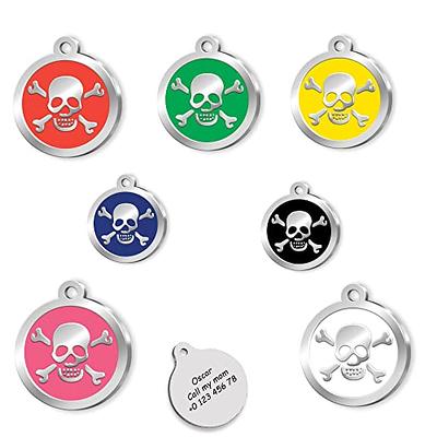 Skull and crossbones pet tags for dog or cat