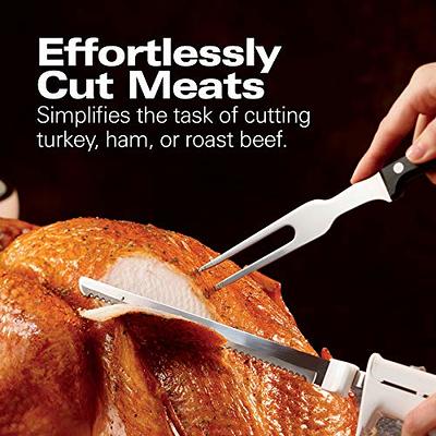 Meat Carving Knife & Fork Set with Stainless Steel Blades for Turkey &  Chicken