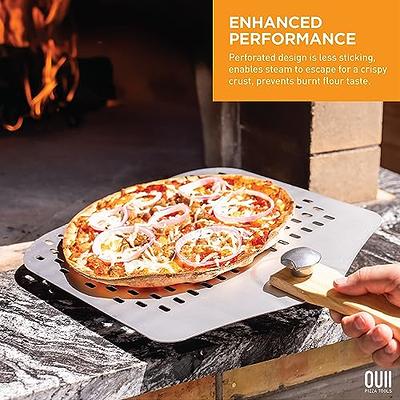 OUII Pizza Peel Aluminum Metal Pizza Paddle - 12 x 14 inch. Pizza Cutter Rocker 14'' Blade Pizza Spatula for Pizza Stone, Pizza Oven Accessories.