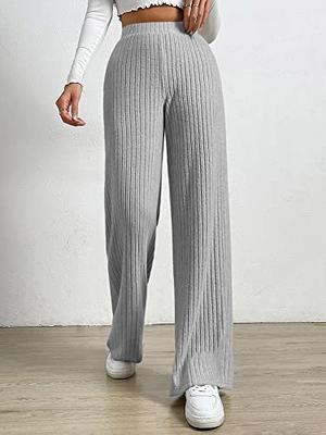 SOLY HUX Women's Casual Elastic High Waisted Knit Wide Leg Loose
