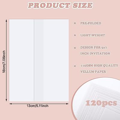 120 Pcs Vellum Jackets, 5X7 Inch Vellum Paper Pre-Folded Wedding