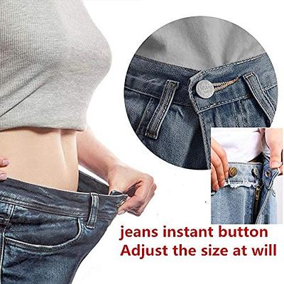 12 Sets Button Pins for Jeans Pants, Adjustable Reusable Jean Buttons Pins Instant Reduce Loose Jeans, No Sew and No Tools Metal Pants Button