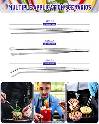 3 Pcs Kitchen Long Tweezers Tongs, 10In Stainless Steel Fine Tweezers Set,  Professional Food Tweezers Tongs for Cooking, Baking, Repairing, Pet  Feeding, Art(SILVER) - Yahoo Shopping