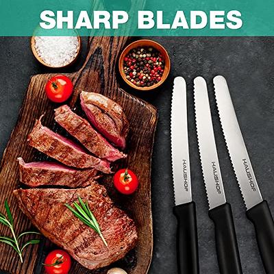 Steak Knives, Serrated Steak Knives with Gift Box, Stainless Steel Kitchen  Steak Knife Set of 8, Silver