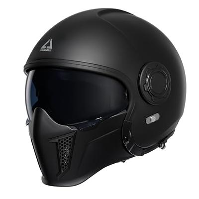 Ever TA Street Motorcycle Half Helmets - Casco para hombre, moto 3/4 con  cara abierta, diseño Jet con visera, casco unisex, aprobado por ECE/DOT