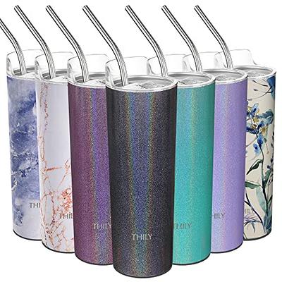 Stainless Steel Skinny Tumbler, 4 Pack Double Wall Insulated  Tumblers with Lid Straw, 20 Oz Insulated Travel Water Tumbler Cup, Slim  Vacuum Travel Mug for Coffee Water Drinks, Pink White