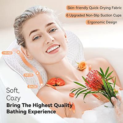 AEROiVi Bathtub Pillow Headrest Bath Pillows for Tub Neck and Back Support  with Non Slip Suction Cups Spa Bath Cushion Relaxing Bathroom Accessories