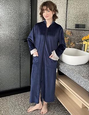 Ekouaer Womens Fleece Robe Zipper House Coats Soft Housedress with Pockets  Plus Size Nightgowns Navy Blue Medium - Yahoo Shopping