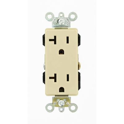 Leviton 20 Amp Industrial Grade Heavy Duty Self Grounding Duplex Outlet,  White R72-05352-0WS - The Home Depot