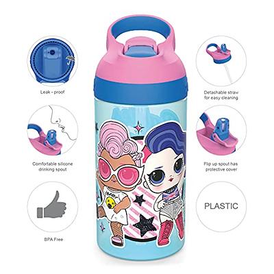 Zak Designs Sonic Kids' 2-Pack Leak-Proof Water Bottles with Straw, Handle and Pop-Up Spout Cover