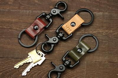 Custom Leather Keychain, Leather Key Fob, Personalized Keychain