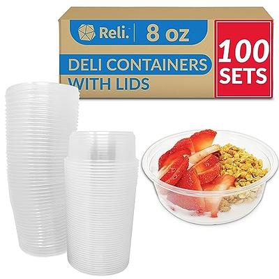 Reli. Deli Containers with Lids (100 Sets Bulk), 8 oz, Plastic Deli  Containers with Lids 8oz, Clear Soup Containers with Lids, Disposable, To  Go Food Storage Containers