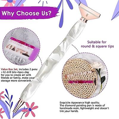 Volitaous Resin Diamond Painting Pens White Diamond Art Pens with 6Pcs  Exquisite Rose Gold Metal Pen Tip, 5d Diamond Painting Accessories with  Gift