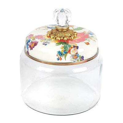 MacKenzie-Childs  Cookie Jar with White Flower Market Lid
