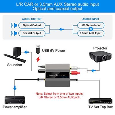 Digital to Analog Audio Converter Adapter with AUX 3.5mm Jack + Optical  Cable