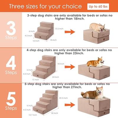  EHEYCIGA Dog Stairs for Small Dogs, 4-Step Dog Stairs for High  Beds and Couch, Folding Pet Steps for Small Dogs and Cats, and High Bed  Climbing, Non-Slip Balanced Dog Indoor