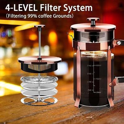 YMMIND French Press Coffee Maker 304 Stainless Steel Coffee Press,with 4  Filters System, Heat Resistant Thickness Borosilicate French Press Glass,  BPA-Free Brewed Tea Pot Coffee Plunger - Yahoo Shopping