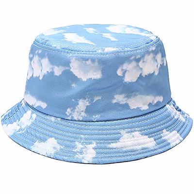 Blue Full Printing Flower Pattern Fishing Summer Bucket Hat
