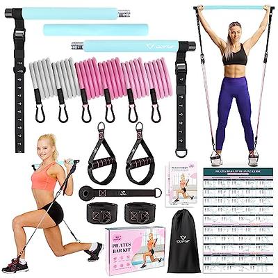 DASKING Portable Home Gym Resistance Band Bar Set with 8 Anti