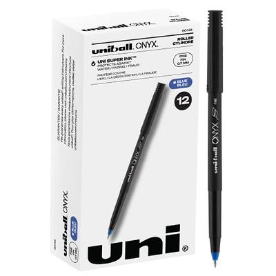 Uniball Onyx Rollerball Stick Pen 12 Pack, 0.7mm Fine Blue Pens