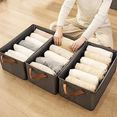 LoforHoney Home Fabric Storage Baskets for Shelves, Foldable Canvas Closet  Organizer Bins with Cotton Rope Handles for Organizing Clothes, Large