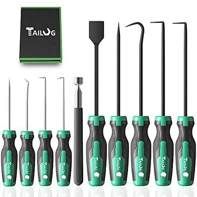 TAILUG 10 In 1 Heavy Duty Hook and Pick Set,9Pcs Precision Scraper Gasket  Scraping Hose Removal Puller Hook,Car Auto Oil Seal/O-Ring Seal Gasket Pick  Hook Puller Remover, Electronics Hand Tool Set 