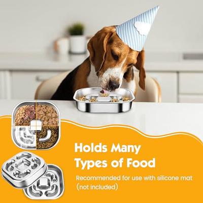 Slow Feeder Dog Bowls, Stainless Steel 2 Dog Bowl, Dog Dish Puppy Bowls for  Food Feeding & Water Weaning Non-Skid Healthy Metal Dog Bowl Dish for