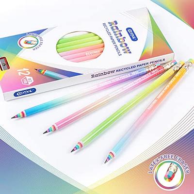  ECOTREE Pencils #2 HB Pencils Pre-sharpened Pencils Number 2 Pencils  Rainbow Pencils Recycled Pencils Eco Pencils with Erasers 12 Pack : Office  Products