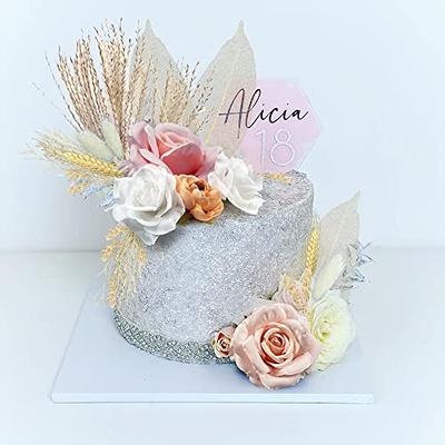 22 PCS Boho Cake Topper Decorations Vintage Artificial Rose Flowers Leaves  Various Dried Pampas Grass Cake Decor for Cake Decorating for Wedding Bridal  Birthday Party Supplies - Yahoo Shopping