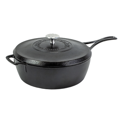 Valor 9 1/4 x 7 Oval Pre-Seasoned Cast Iron Fajita Skillet