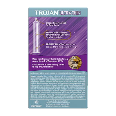 TROJAN Ultra Thin Condoms, 36 Count Value Pack, Lubricated for Ultra  Sensitivity