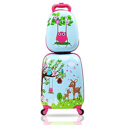 Nyeekoy Kids Carry on Suitcase Luggage Set with Spinner Wheels Owl (2-Piece)