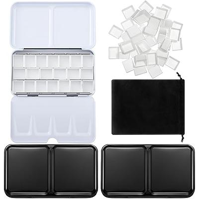 53 Pieces Watercolor Paint Palette and Half Pans Set, Watercolor Tin Box  Metal Palette Paint Case with Lid Empty Watercolor Pans with Black Storage  Ba