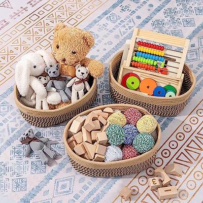 Shelf Storage Baskets for Organizing|Decorative Basket for Closet Storage Toy Baskets Bins Small Woven Rope Baskets,Durable Stylish,Oval Gray, Size