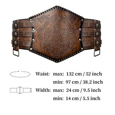 HiiFeuer Viking Embossed Waist Armor, Norse Faux Leather Wide Belt,  Medieval Knight Corset Belt for LARP Costume (Brown A) - Yahoo Shopping