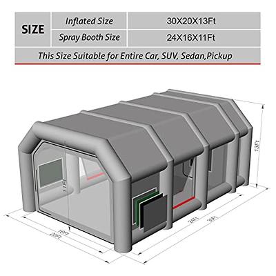 BENTISM Inflatable Paint Booth 20x10x8ft Inflatable Spray Booth Car Paint  Tent with 480W+750W Filter System Blower