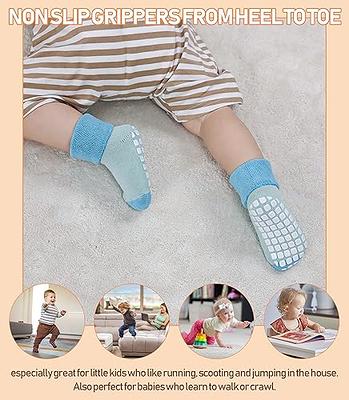 Baby Girls Cotton Heel & Toe Socks with Non-Slip Grippers