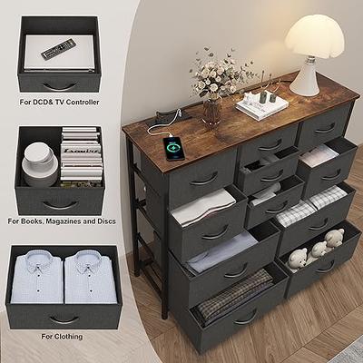 HOMEFORT 11 Drawer Dresser Chests of Drawers Clothes Organizer Fabric  Storage Cube Bins with Sturdy Metal Shelf for Bedroom Living Room