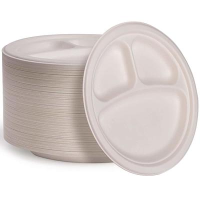 Earth's Natural Alternative 10 in. 3-Compartment Unbleached Bamboo  Compostable Disposable Paper Plates ECOP007CSE - The Home Depot