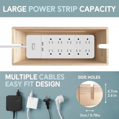 NATURE SUPPLIES, Real Natural Wood Small Cable Management Box, Cord  Organizer Box for Power Strips, Adapters, Chargers, USB Hub, Cable Storage  Box with Accessories Included