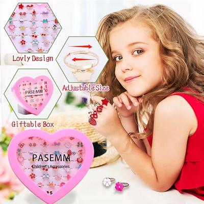 36PCS Kids Ring Set Rhinestone Adjustable Finger Ring Dress up