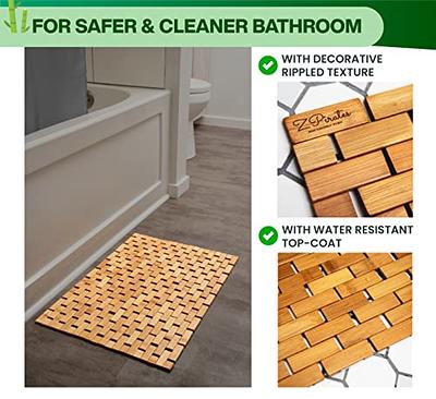 Teak Wood Bath Mat, Wooden Shower Mat for Bathroom, 24 X 16 Inch Non Slip  Wood F