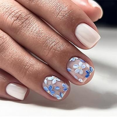 24 Pcs Short Square press on nails with Halo Staining Gradient Color  designs, fake nails impress nails, Colorful False Nails for Nail Art Salon  DIY