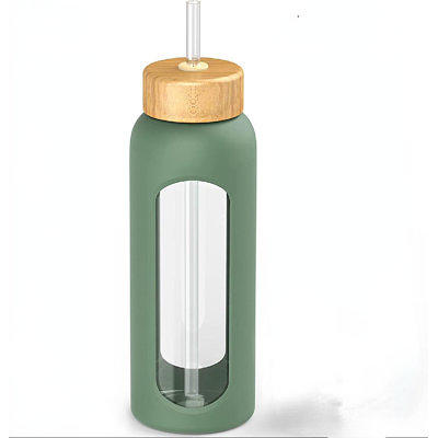 Wide Mouth Glass Water Bottle with Silicone Sleeve