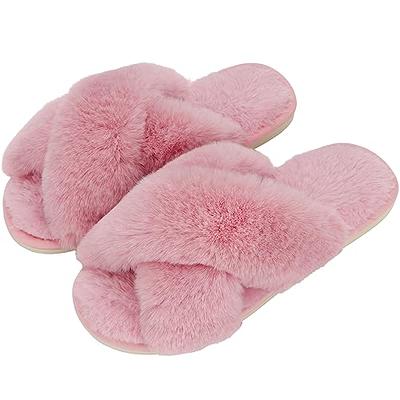 DOIOWN Women's Fuzzy Pink Slippers Memory Foam Cute House Slippers Plush  Fluffy Furry Open Toe Home Shoes Bridal Bridesmaid Gifts for Wedding (Size  11-12) - Yahoo Shopping