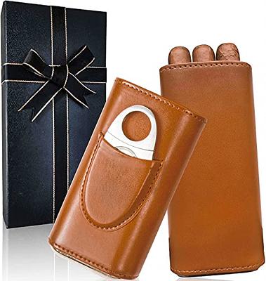 GALINER Leather Travel Cigar Case w/ Cigar Cutter & Gift Box