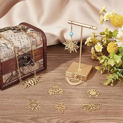 SUNNYCLUE 1 Box 20Pcs Stainless Steel Charms Halloween Moth Charm Golden  Mushroom Tarot Sun Charms Crystal Prism Triple Goddess Moon Charm Flat  Round Moon Phase Charm for Jewelry Making Charms Crafts 