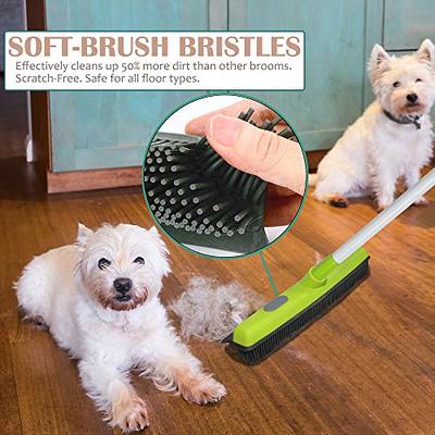 Rubber Broom Carpet Rake Pet Hair Remover Broom with Squeegee Extension  Push Broom for Carpet Hardwood Floor Tile Windows Cleaning