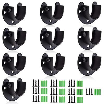 Durable Adjustable Curtain Rod Brackets - 3 Pack Heavy Duty Holders with  Screws (Black)